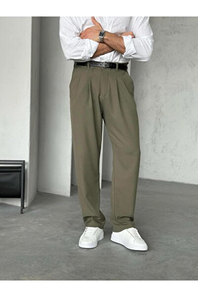 FO4RBS Khaki Pleated Fabric Pants W