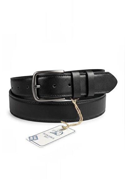 İstanbul Belt Erkek 4 cm kemer - Tek Katmanlı Sığır Derisi - Gümüş Ton Toka 2443