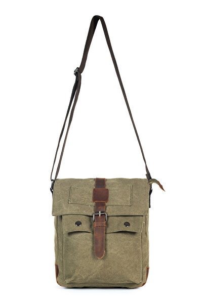 Necati Çanta Khaki Colored Crossbody Postman - Canvas Cover Bag