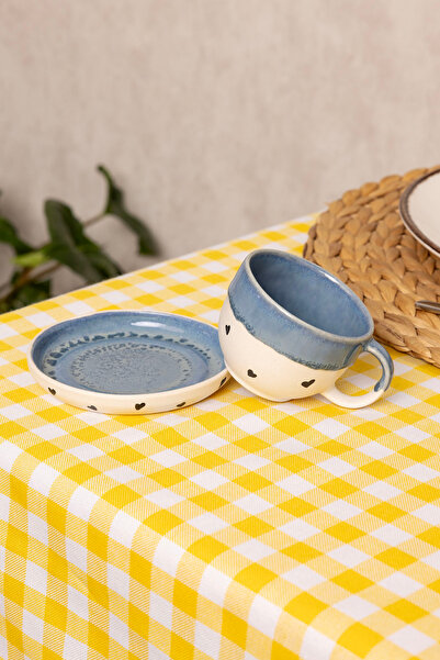 Mions Amor Altlıklı Premium Stoneware Seramik Fincan – El Yapımı Türk Kahvesi ve Espresso Fincanı