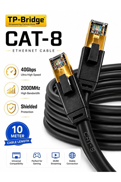 TP-BRIDGE كابل إيثرنت CAT8 – نحاس OFC مقاس 24AWG، S/FTP، LSZH، 2000 ميجاهرتز،...