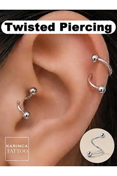Karınca Piercing Spiral Twisted Barbell Piercing Conch Helix Tragus Orbital D...