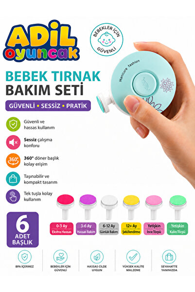 potasyum Adil Yetişkin Çocuk Yenidoğan Bebek Dönerli Pilli Tırnak Kesme Törpü...