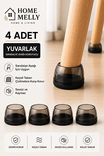 btm home 4 Adet Silikon Sandalye Ayağı Koruyucu Keçeli Zemin Çizmez Kaydırmaz...