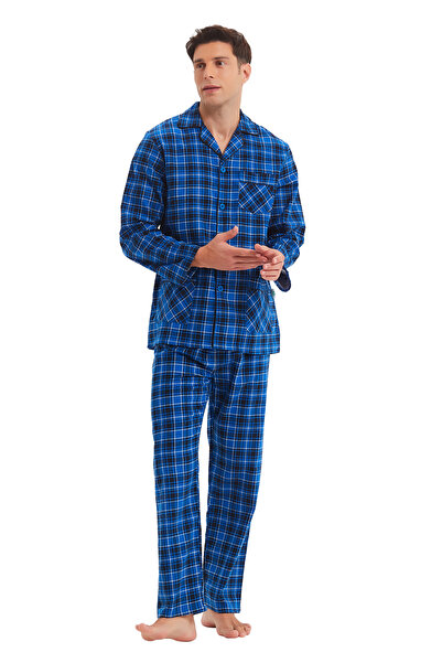 Global Set Pijama Bărbați, Global, Finet, Mânecă lungă, Pantaloni lungi, Caro...