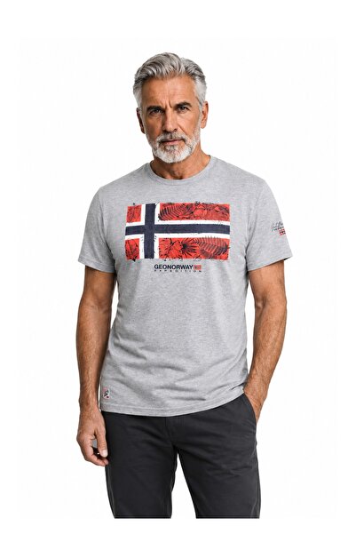 Geographical Norway Tricou gri JPALM (SZ2115H-GN) pentru bărbați