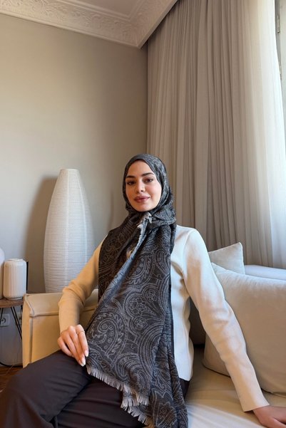 diorel Valeria Wool Silk Shawl-Anthracite