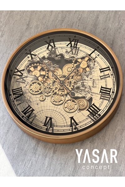 YASAR CONCEPT Illumap Metal Çarklı Duvar Saati 60 Cm