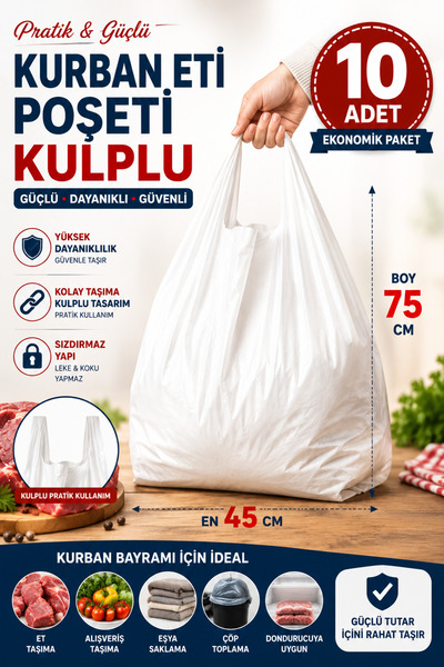 VENON Büyük Boy Kurban Eti Poşeti 💚10 ADET KURBAN POŞETİ 45X75 KALIN KOKUSUZ...