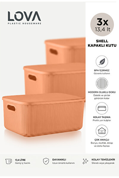 Lova 13,4 Lt Shell Cok Amaçlı Dolap Içi Düzenleyici (3 ADET TURUNCU)