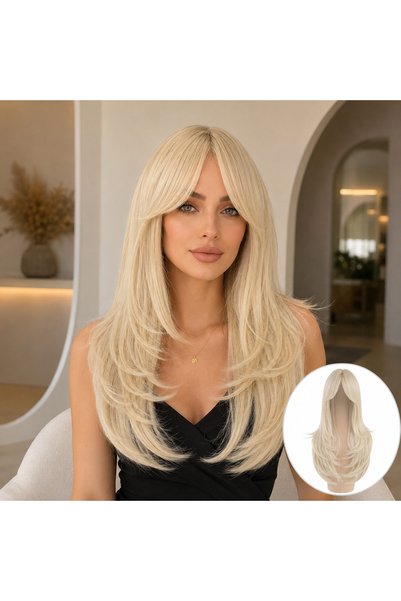 Makromehome Luxury Platin Fiber Sentetik Orta Boy Perçemli Peruk 16-60A