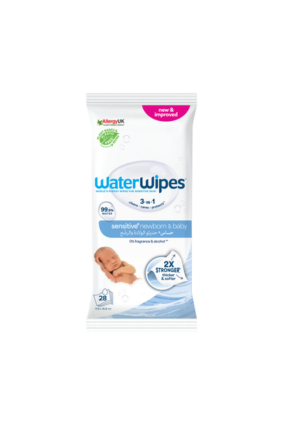 WaterWipes Sensitive+ Newborn & Baby Wipes, 28 Count (1 Pack), 3-In-1 Cleans,...