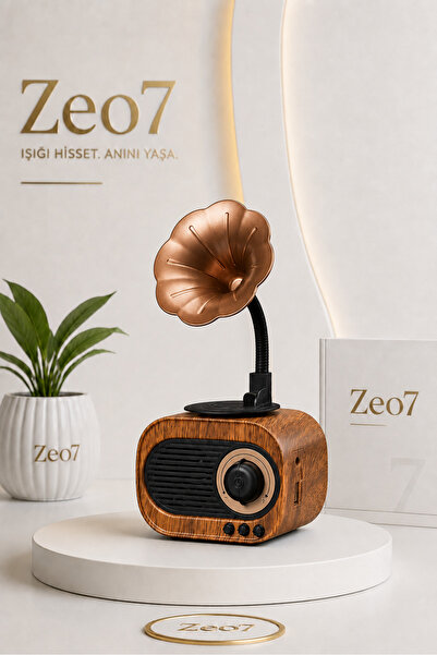 Zeo7 Gramofon Tasarımlı Kompakt ve Şık Nostalji Radyo Bluetooth Mini Hoparlör...