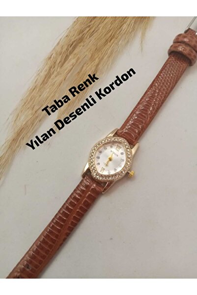 Brality Vintage Design Still Women's Wristwatch, Gold Color Case, Tan Color S...