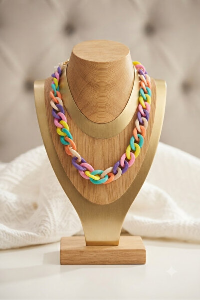 Gogoey Women's Necklace - Colorful Thick Acrylic Chain Ring Necklace