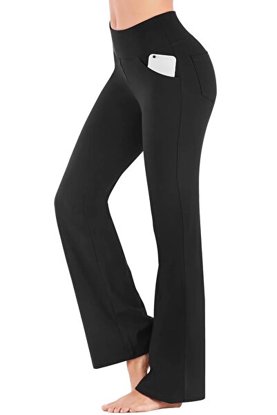 GHASSY CO Kadın Bootcut Yüksek Bel Yoga Egzersiz 4 Cepli Toparlayıcı Ispanyol Paça Tayt Pantolon