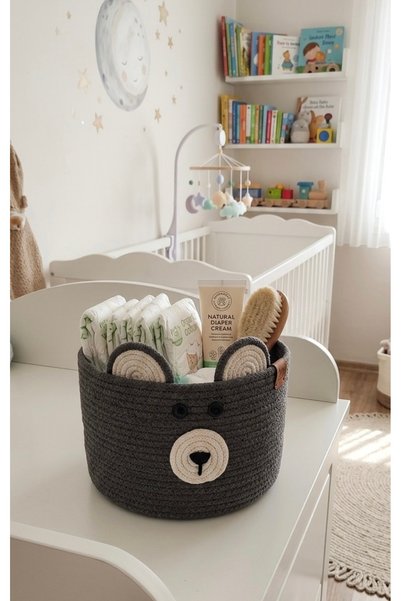 afralya home Çocuk Odası Düzenleyici Sepet, Oyuncak Sepeti, Kulaklı Sepet, Fi...