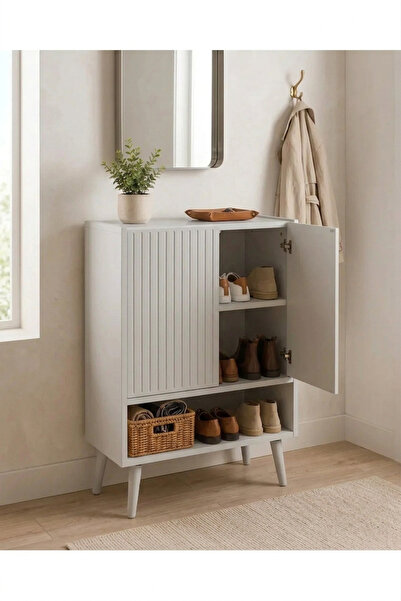 enwood Capella MDF Ayakkabılık ve Çok Amaçlı Dolap Raflı ve Kapaklı 60 cm