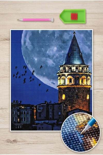 LİVA CRAFT Art & Craft لوحة فسيفساء ماسية، مقاس 50×40 سم، طقم لصق الخرز لبرج ...