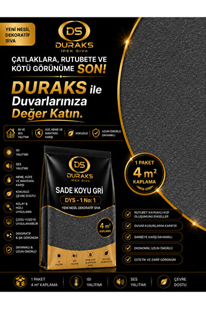 DURAKS SADE KOYU GRİ (DYS - 1 No: 1) 4 m² | İpek Sıva & Pamuk Sıva & Yalıtıml...