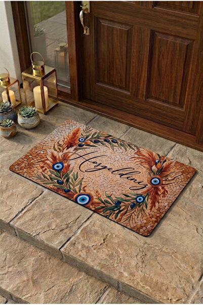 SoGood Concept Brown Mosaics Design Doormat - Digital Printed Base Door Mat