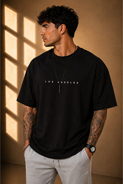 Clothify تي شيرت للجنسين مقاس كبير مطبوع عليه لوس أنجلاس مصنوع من القطن بنسبة...