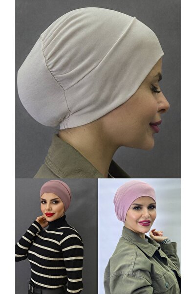 ALDAIYR 3 Pcs Hijab Elastic Non-Slip Seamless Snap-On Sea Cap Practical Cap