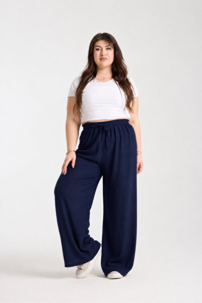 DAXİS Sportwear Company Kadın Beli Lastikli Büyük Beden Palazzo Pantolon