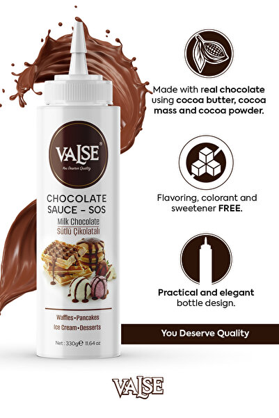 Valse Real Milk Chocolate Sauce (Gluten-Free) 330 Gr Waffles & Pancakes & Fru...