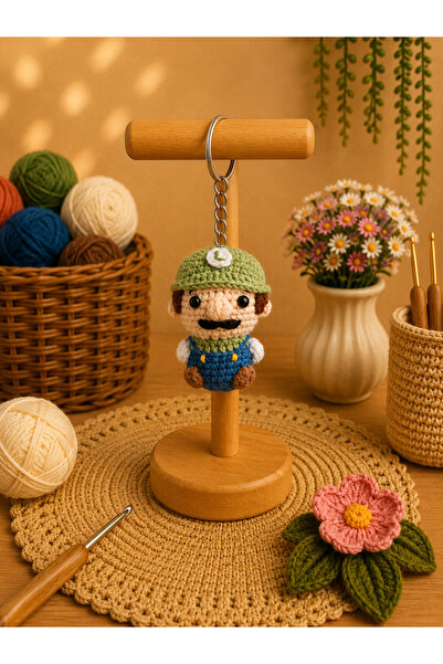 Morey Amigurumi Knitted Keychain – Luigi Figure |   Handmade Bag Accessory & ...