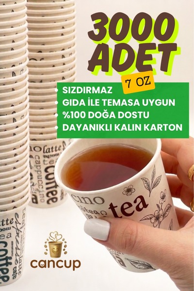 cancup karton bardak 3000 Adet 7 OZ Karton Bardak Ekonomik Paket Tek Kullanım...