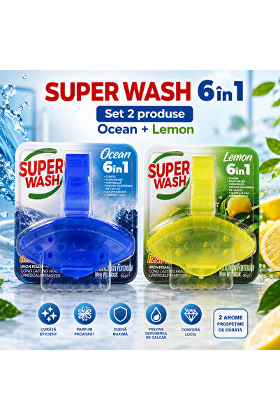 Super wash Set 2 odorizante de toaleta, 1 x Lemon 50g, 1 x Ocean 50g