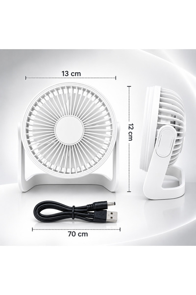 SPRANGE Masa Üstü Klima USB Girişli Sessiz Taşınabilir Mini Fan USB Vantilatör Beyaz