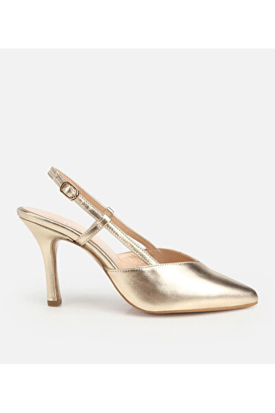 Hotiç Kadın Deri Gold Arkası Açık Stiletto