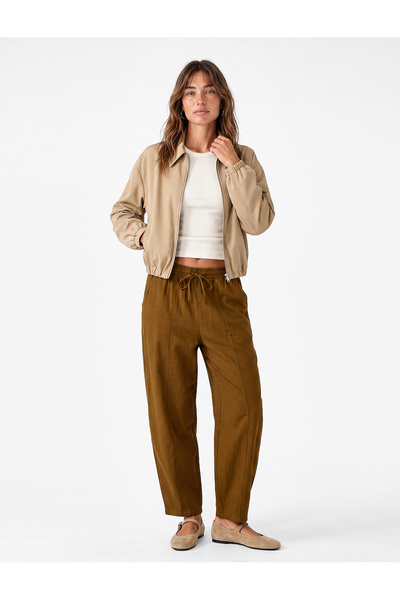 Koton Modal Fabric Pocketed Balloon Pants with Tie Waist