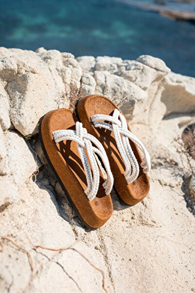 by selvi Lukka Shoes Maya Men's White Cotton Rope Rope Sandals