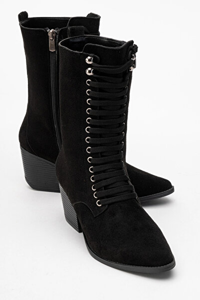 by selvi Lukka Shoes Maria Women's Black Suede Lace-Up Boots Western Dallas B...