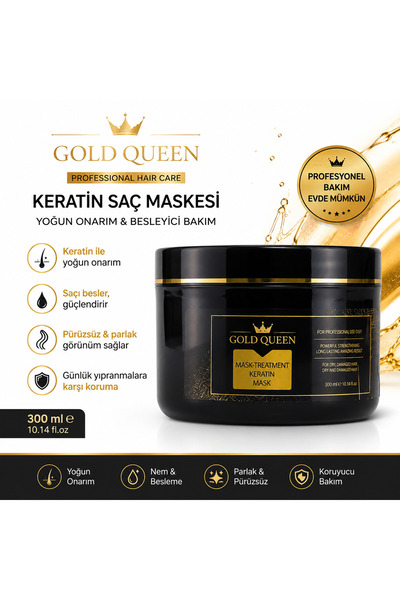Genel Markalar Gold Quenn Saç Onarıcı Ve Besleyici Keratin Bakım Maske 300ml