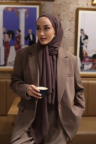 Madame Polo Crepe Chiffon Shawl - Brown