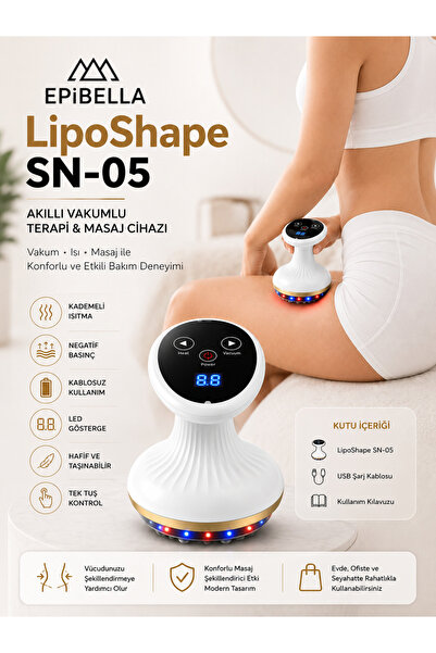 Epibella Liposhape Vakumlu Selülit Masaj Cihazı Isıtmalı Negatif Basınçlı Vüc...