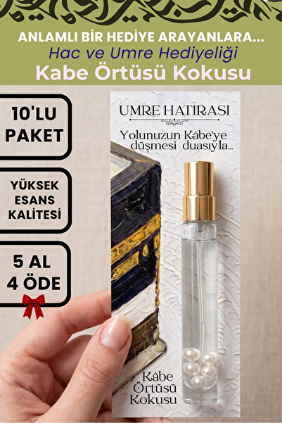 Secdevi Hac & Umre Hediyeliği Kabe Örtüsü Kokusu Kartlı 10'lu Cam Sprey Seti ...