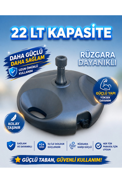 Helvacıoğlu Plastik 22 Litre Bahçe-Plaj Şemsiye Altlığı ve Sabitleme Bidonu