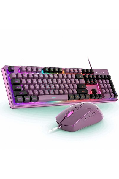 Timebox Set combinat tastatură și mouse pentru gaming, RGB, cu fir, USB, ergo...