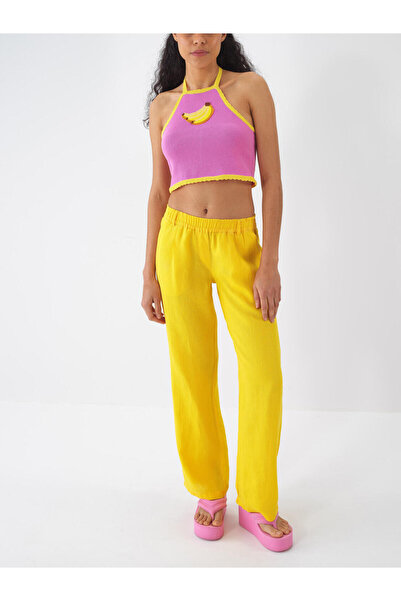 Xint Kadın Sarı %100 Keten Regular Fit Pantolon