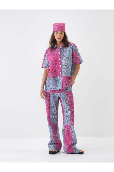 Xint Kadın Pembe Pamuk Dokulu Oversize Gömlek