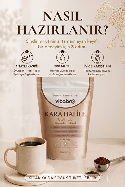 Vitabro Kara Halile Kahvesi 150 g 30 Günlük Şekersiz Bitkisel Kahve Karışımı