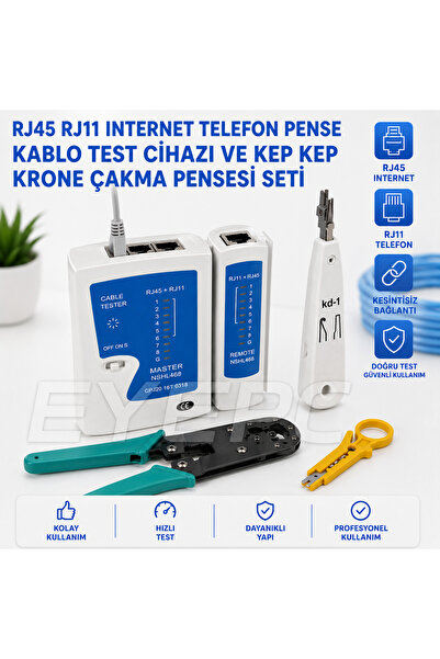 EYE PC Kablo Soyucusu Pense Rj45 Rj11 Jak Sıkma Pensesi Kablo Test Cihazı Set