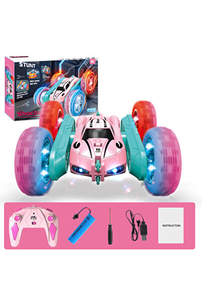 Choice Pink Remote control stunt car Light four-wheel drive double-sided swin...