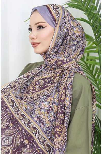 sefamerve Etnik Desenli Soft Şal 70312-15 Lila Mürdüm