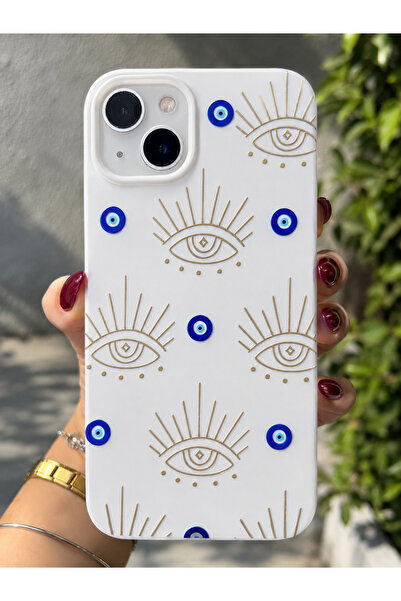 OVADA İphone 13/14 Uyumlu Nazar Boncuğu Desenli Silikon Kılıf